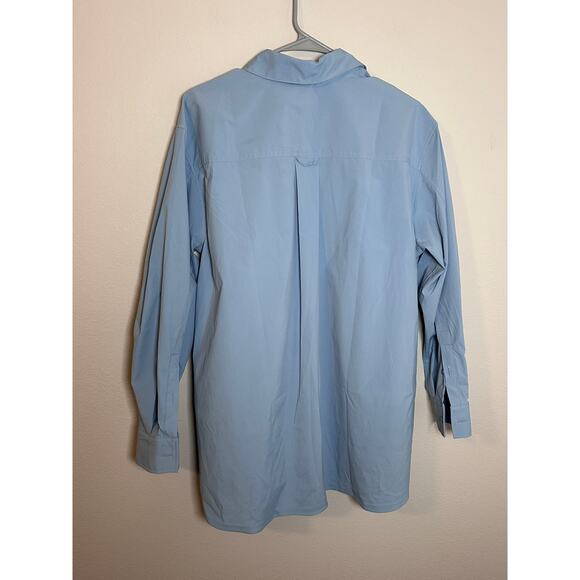 Athleta womens medium blue button down Midday Relaxed Poplin Shirt - Picture 7 of 7
